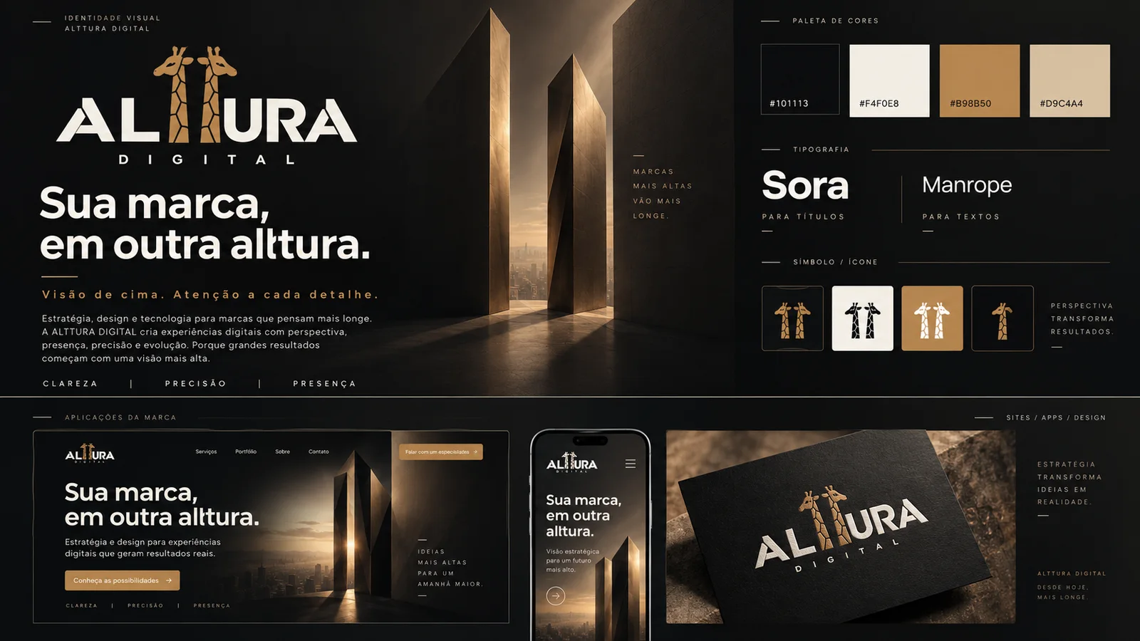 Nova identidade visual da ALTTURA com logo, paleta, tipografia, símbolo e aplicações